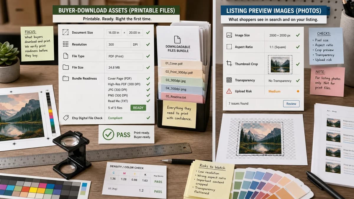 Etsy Digital Print Size Checker vs Flipper File Etsy Listing Image Checker visual comparison of etsy digital print size checker workflows