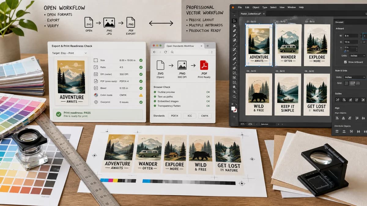 Open Source Alternatives to Adobe Illustrator visual comparison with Etsy Digital Print Size Checker
