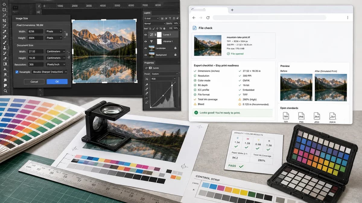Open Source Alternatives to Adobe Photoshop visual comparison with Etsy Digital Print Size Checker