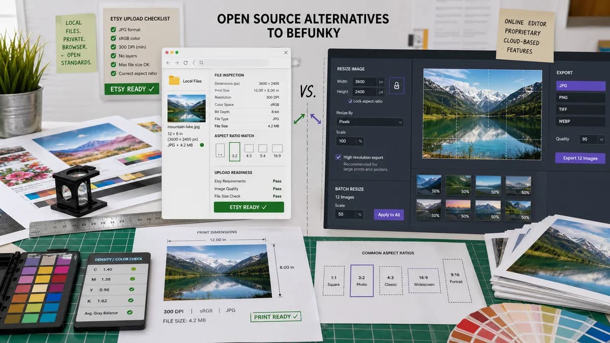 Open Source Alternatives to BeFunky visual comparison with Etsy Digital Print Size Checker