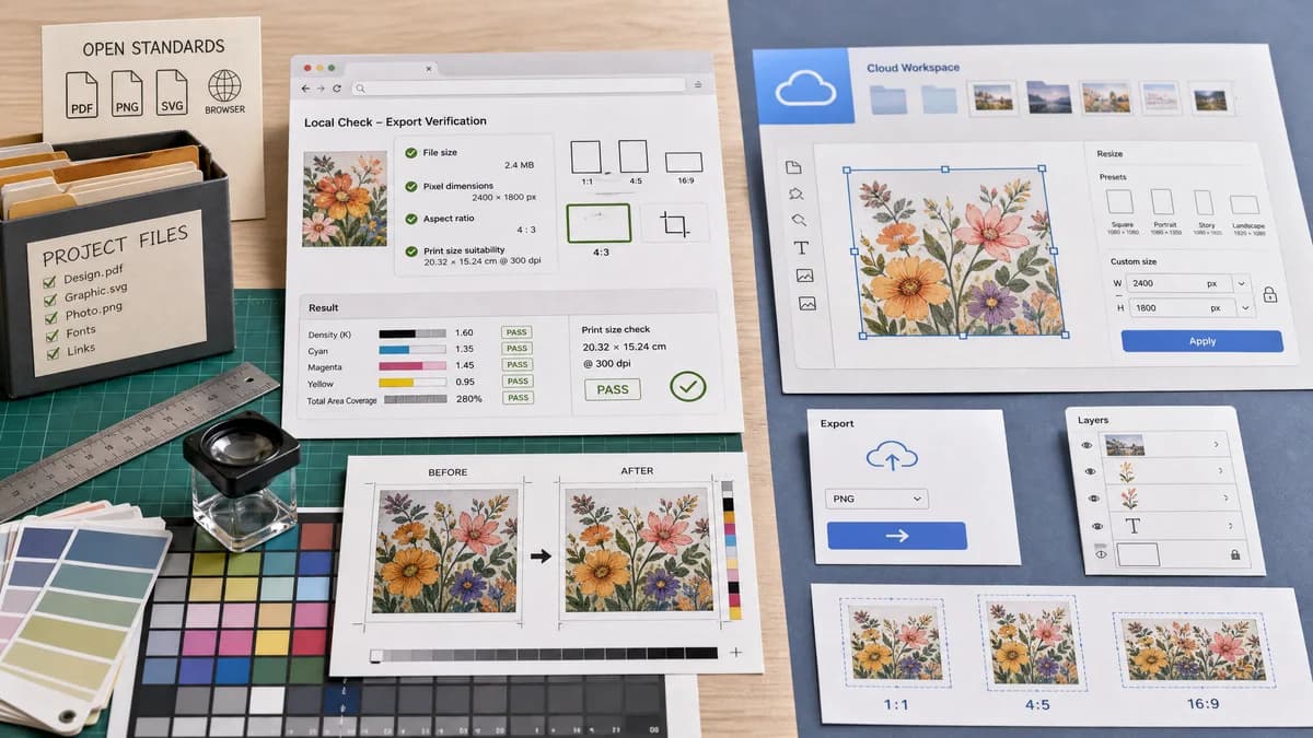 Open Source Alternatives to Canva visual comparison with Etsy Digital Print Size Checker