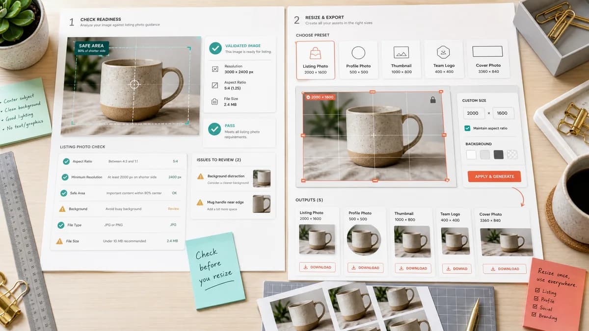 Etsy Listing Image Checker vs Instasize Etsy Image Resizer visual comparison of image preview validation workflows