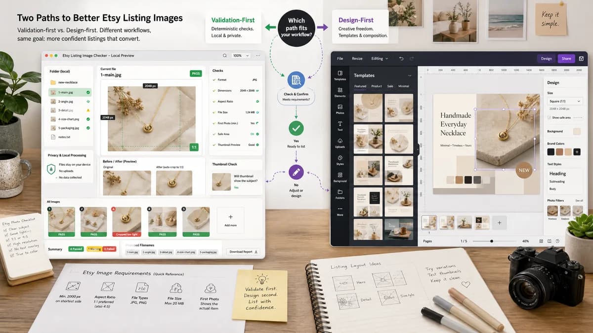 Open Source Alternatives to Canva visual comparison with Etsy Listing Image Checker