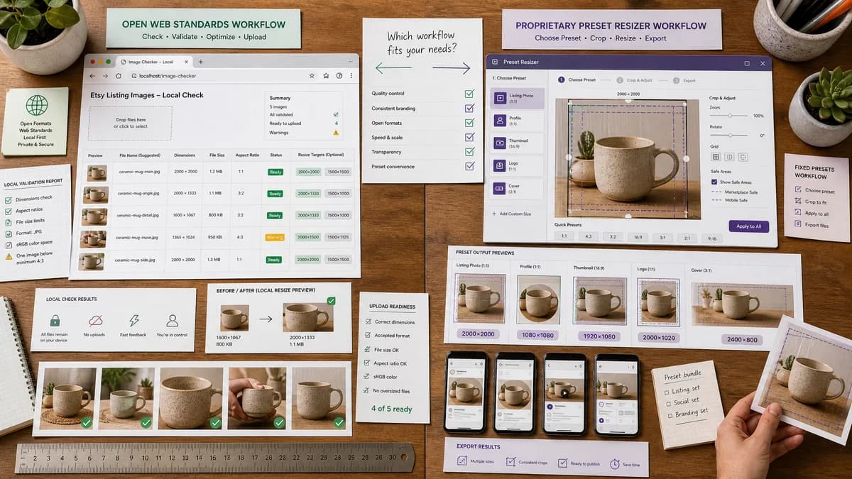 Open Source Alternatives to Instasize visual comparison with Etsy Listing Image Checker