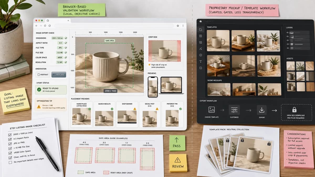 Open Source Alternatives to Placeit visual comparison with Etsy Listing Image Checker