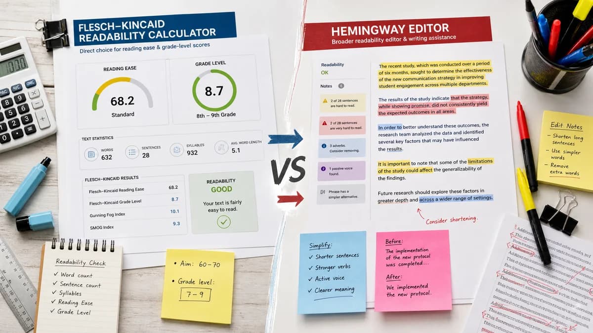 Flesch-Kincaid Readability Calculator vs Hemingway Editor comparison detail image