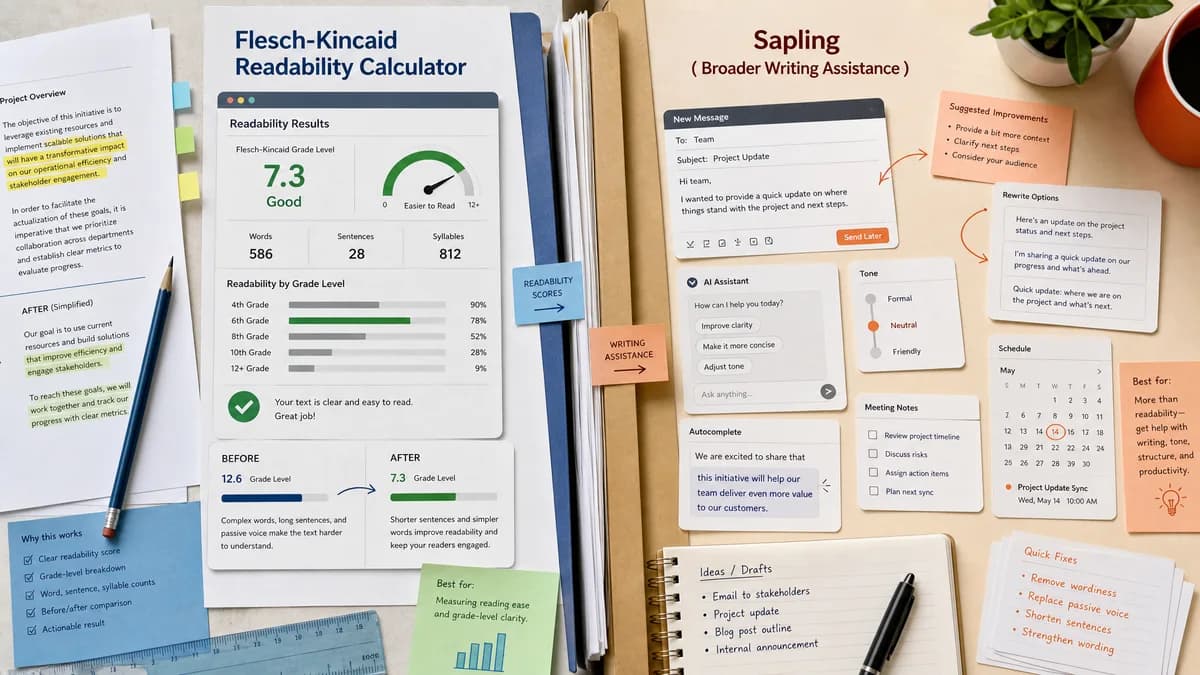 Flesch-Kincaid Readability Calculator vs Sapling comparison detail image