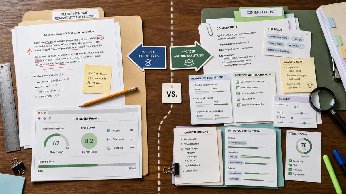 Flesch-Kincaid Readability Calculator vs Textmetrics comparison detail image