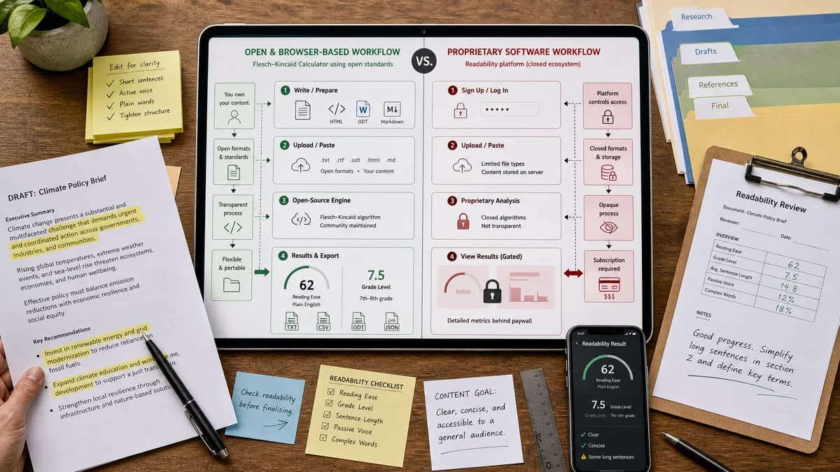 Open Source Alternatives to Readable detail image for Flesch-Kincaid Readability Calculator