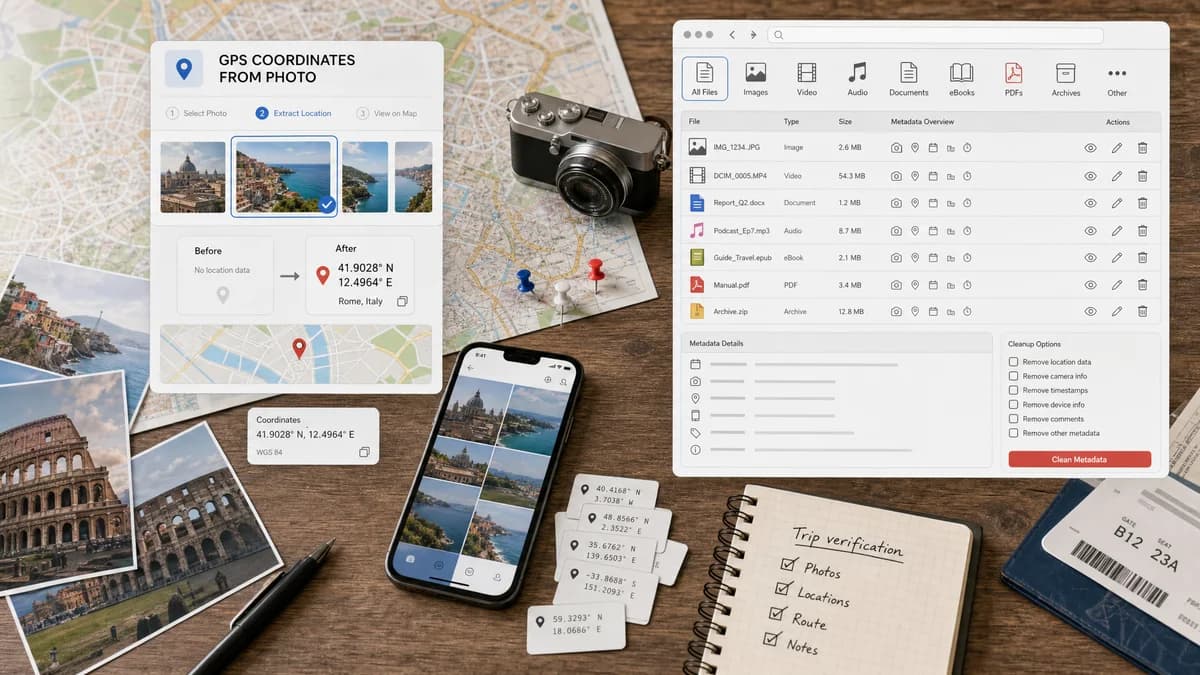 Open Source Alternatives to Metadata2Go visual comparison with GPS Coordinates from Photo