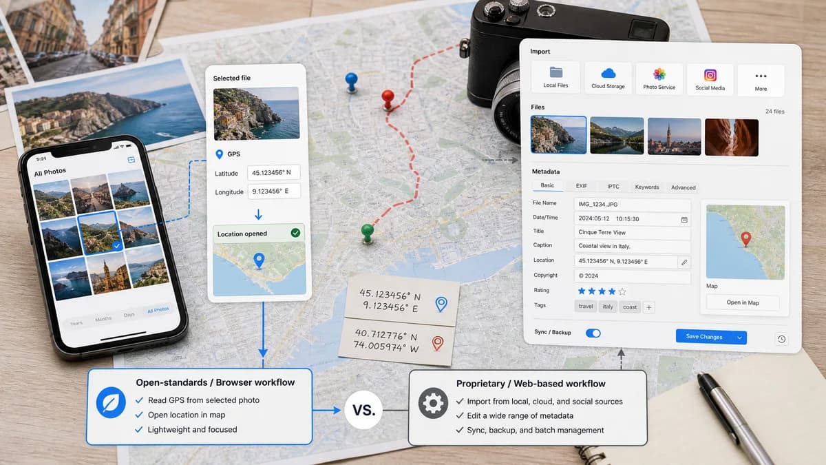 Open Source Alternatives to theXifer visual comparison with GPS Coordinates from Photo