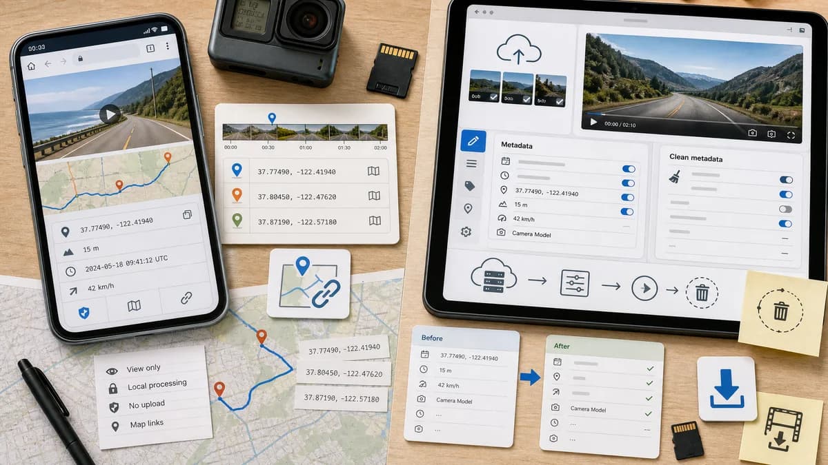 GPS Coordinates from Video vs GroupDocs.Metadata Video App visual comparison of video GPS coordinate workflows