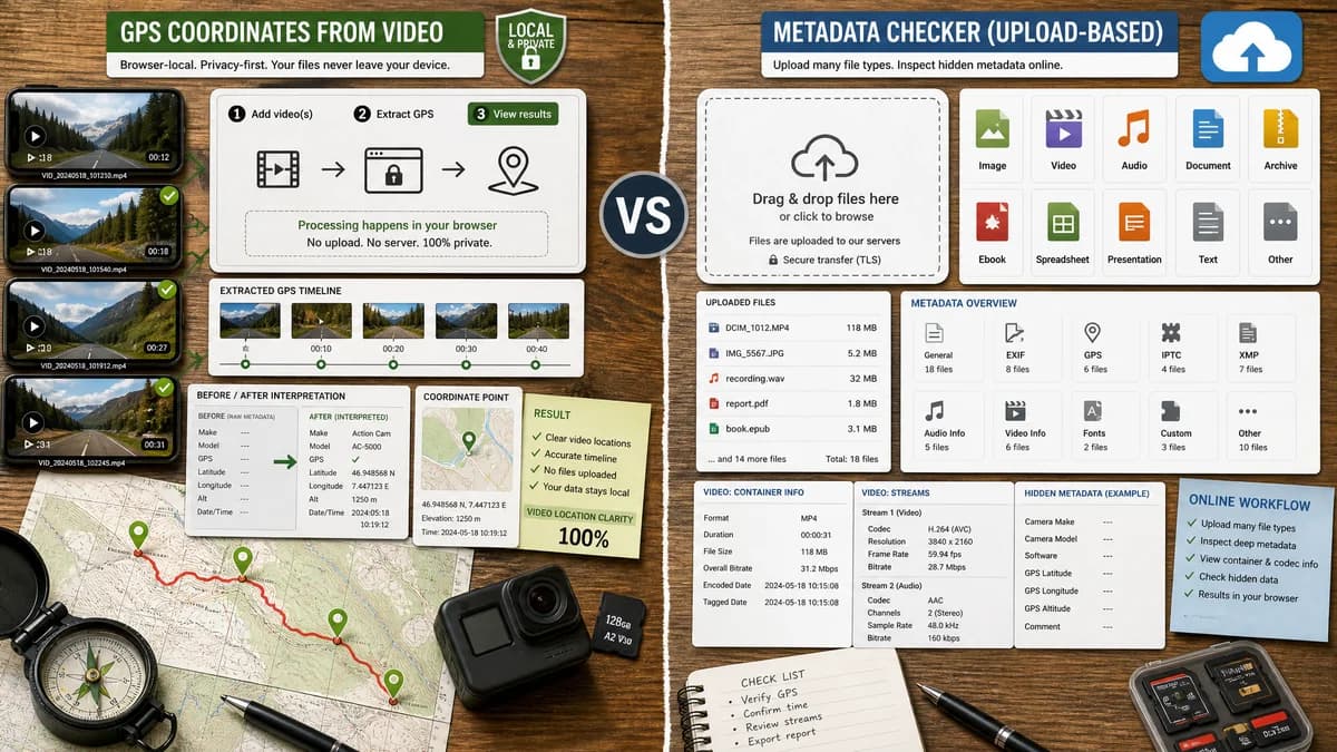 GPS Coordinates from Video vs Metadata2Go visual comparison of video GPS coordinate workflows