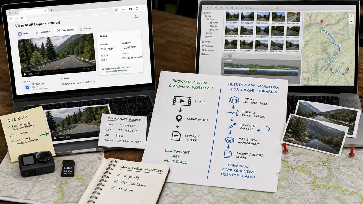Open Source Alternatives to GeoPhoto visual comparison with GPS Coordinates from Video
