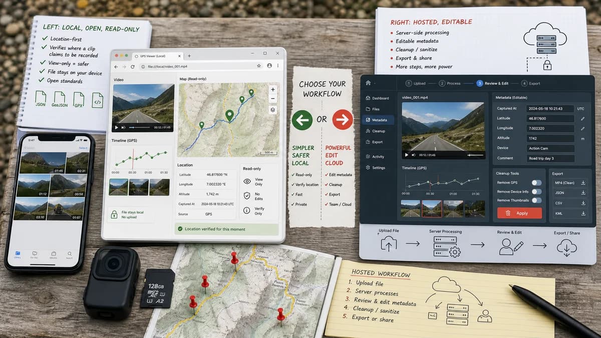 Open Source Alternatives to GroupDocs.Metadata Video App visual comparison with GPS Coordinates from Video
