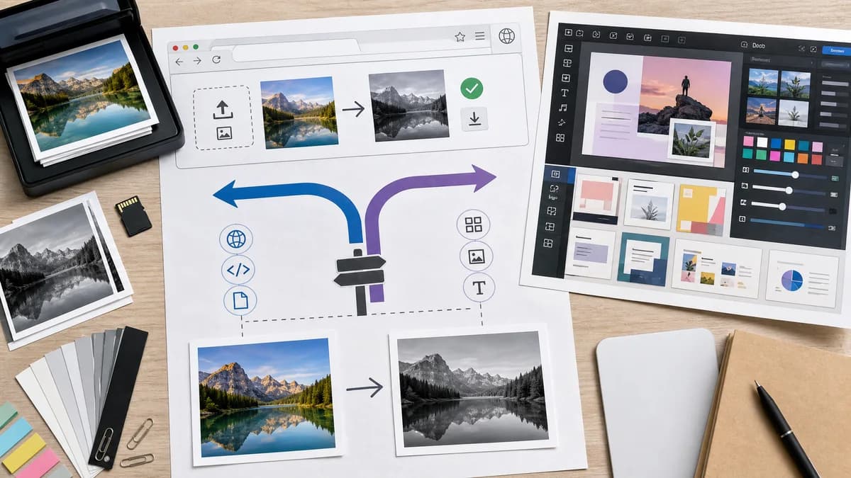 Open Source Alternatives to Canva visual comparison with Grayscale Converter
