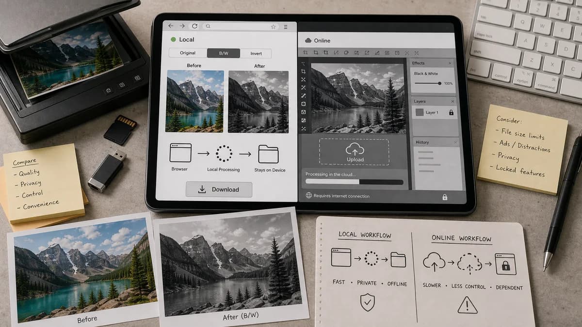 Open Source Alternatives to LunaPic visual comparison with Grayscale Converter