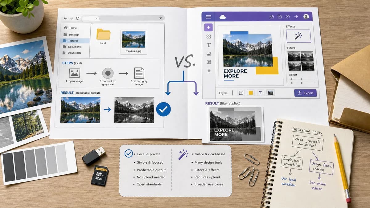 Open Source Alternatives to Pixelied visual comparison with Grayscale Converter