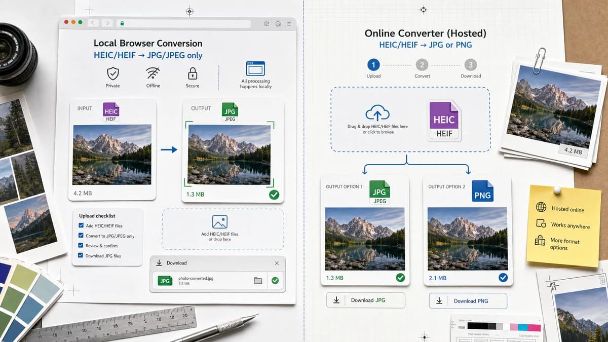 HEIC to JPG Converter vs HEIC.online visual comparison of image optimization workflows