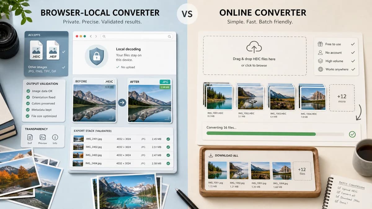 HEIC to JPG Converter vs HEICtoJPG.com visual comparison of image optimization workflows