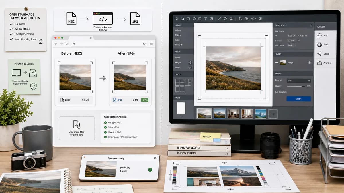Open Source Alternatives to Adobe Express visual comparison with HEIC to JPG Converter