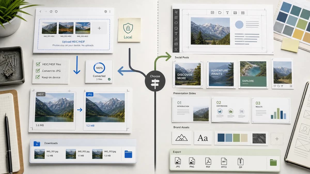 Open Source Alternatives to Canva visual comparison with HEIC to JPG Converter