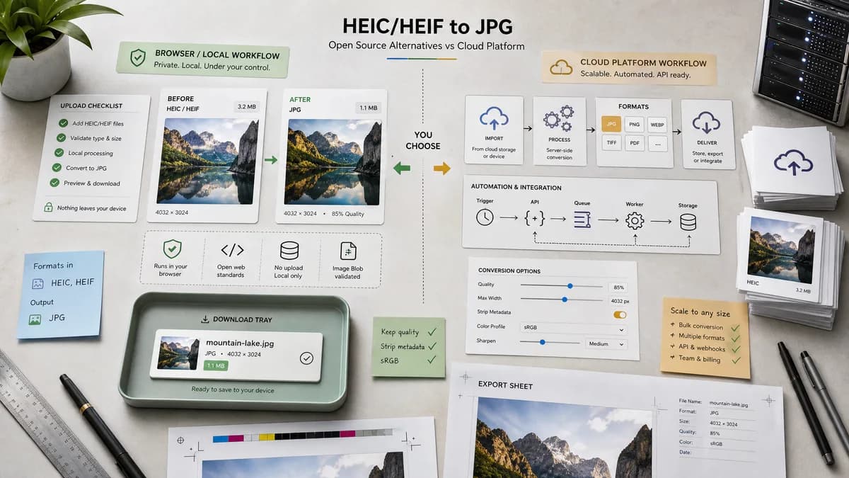 Open Source Alternatives to CloudConvert visual comparison with HEIC to JPG Converter