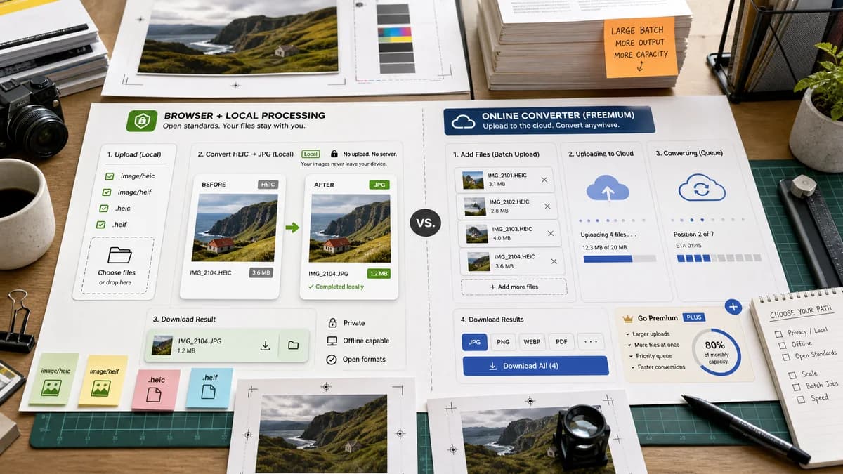 Open Source Alternatives to Convertio visual comparison with HEIC to JPG Converter