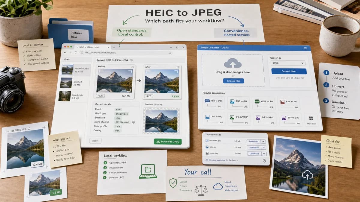 Open Source Alternatives to FreeConvert visual comparison with HEIC to JPG Converter