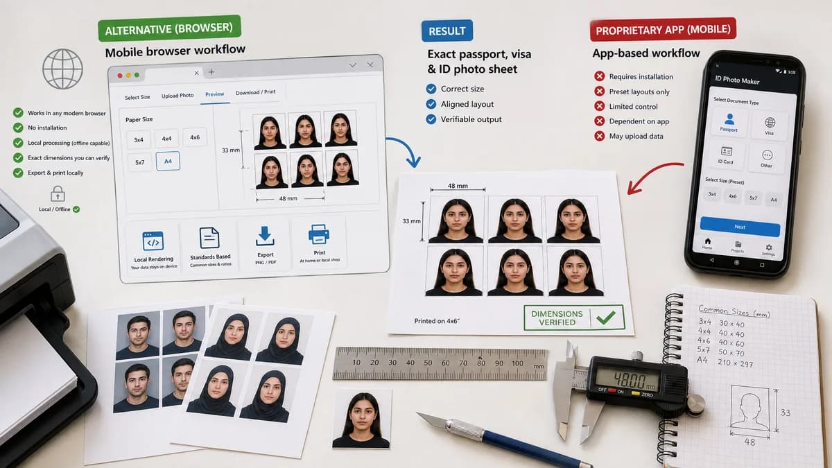 Open Source Alternatives to Passport Photo Maker - VISA/ID visual comparison with ID Photo Print Sheet Maker