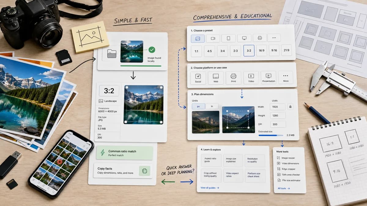 Image Aspect Ratio Calculator vs AspectRatioCalculator.com visual comparison of image aspect ratio calculator workflows