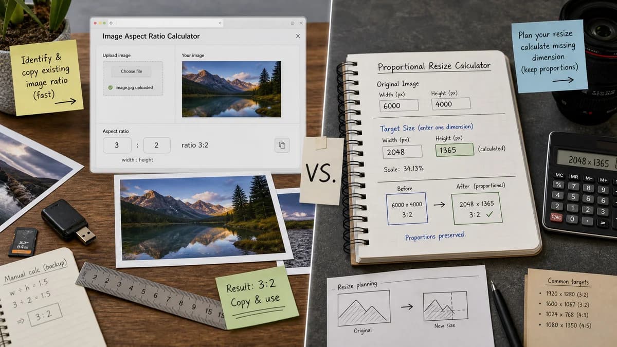 Image Aspect Ratio Calculator vs Have Camera Will Travel Aspect Ratio Calculator visual comparison of image aspect ratio calculator workflows
