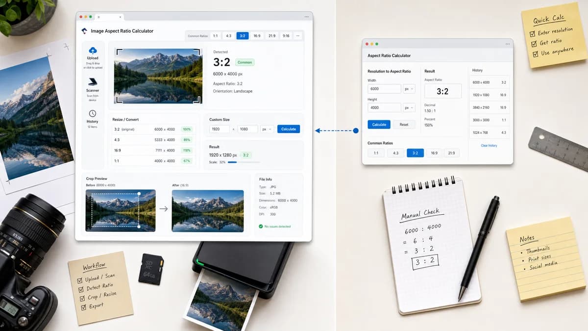 Image Aspect Ratio Calculator vs kuukienator Aspect Ratio Calculator visual comparison of image aspect ratio calculator workflows