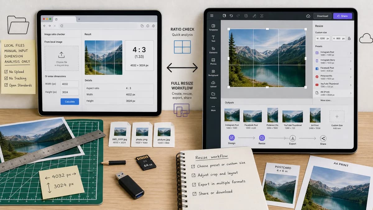 Open Source Alternatives to Adobe Express visual comparison with Image Aspect Ratio Calculator
