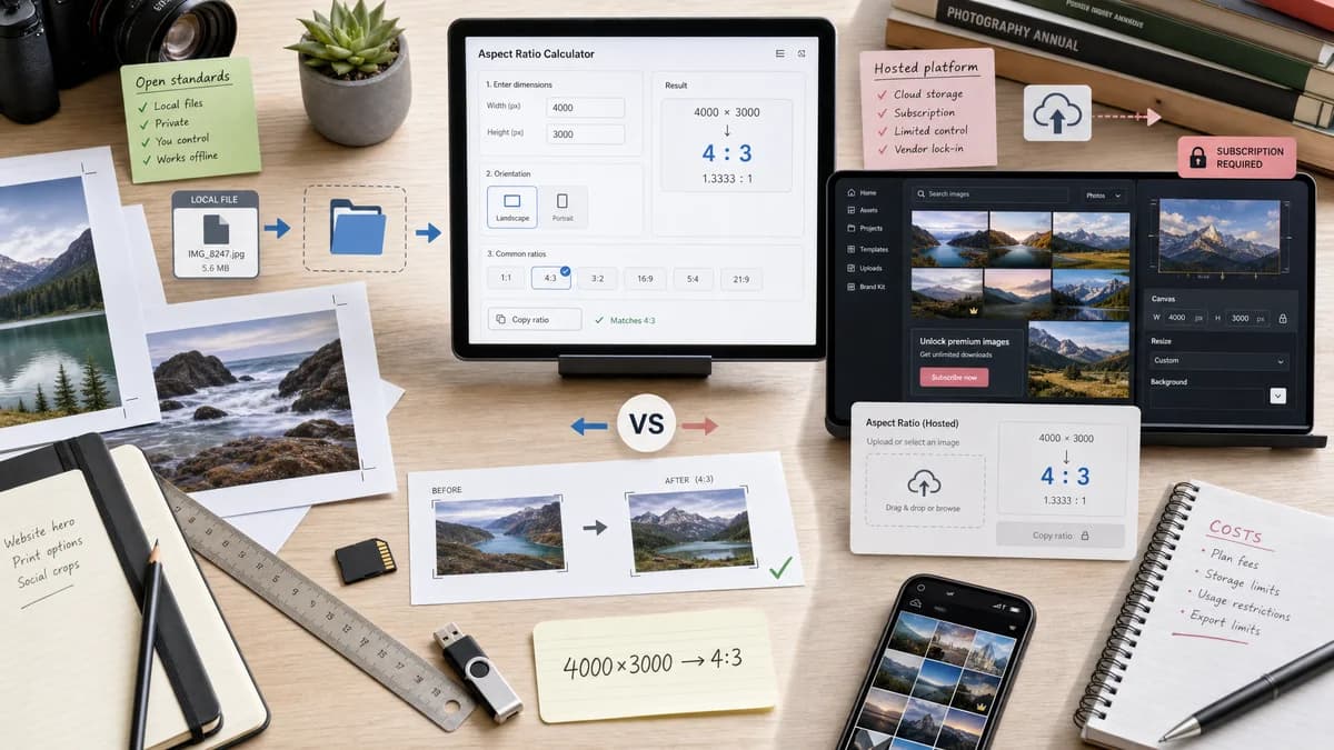 Open Source Alternatives to Shutterstock visual comparison with Image Aspect Ratio Calculator