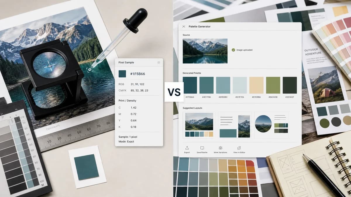 Image Color Picker vs Canva Color Palette Generator visual comparison of image color extraction workflows
