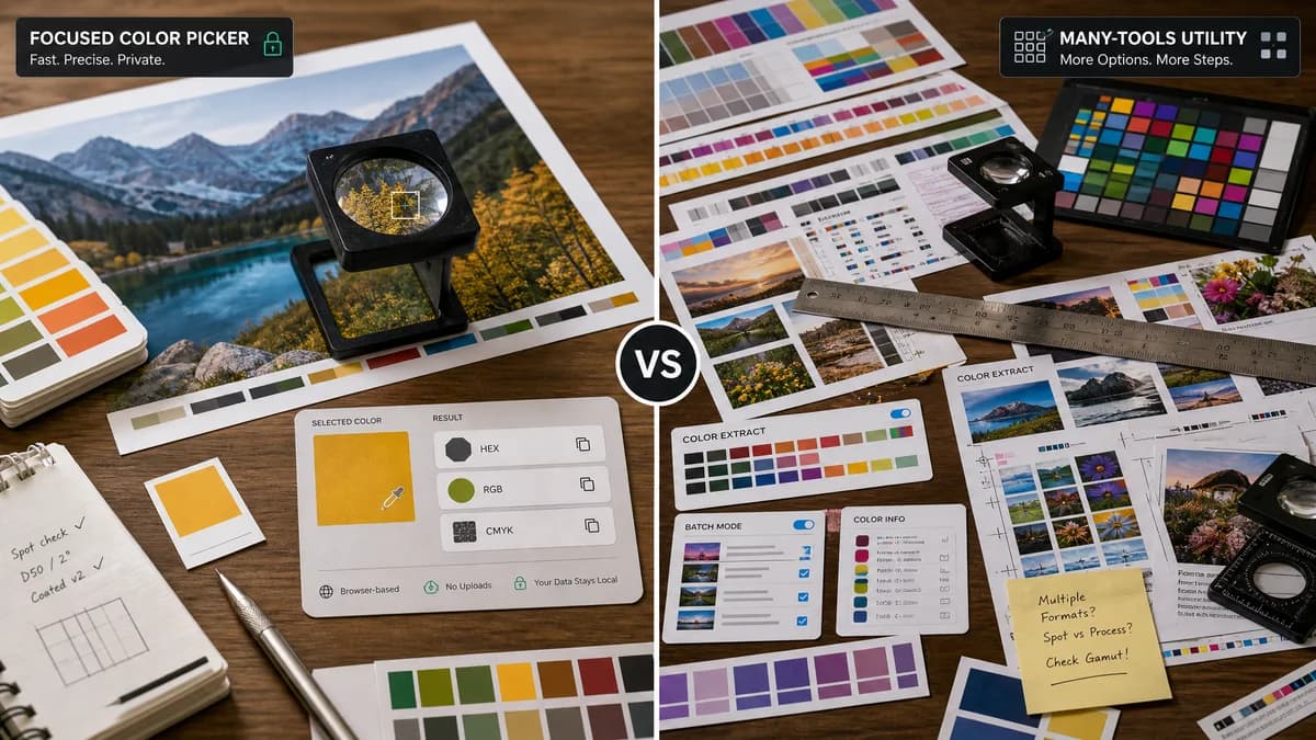Image Color Picker vs PineTools Image Color Picker visual comparison of image color extraction workflows