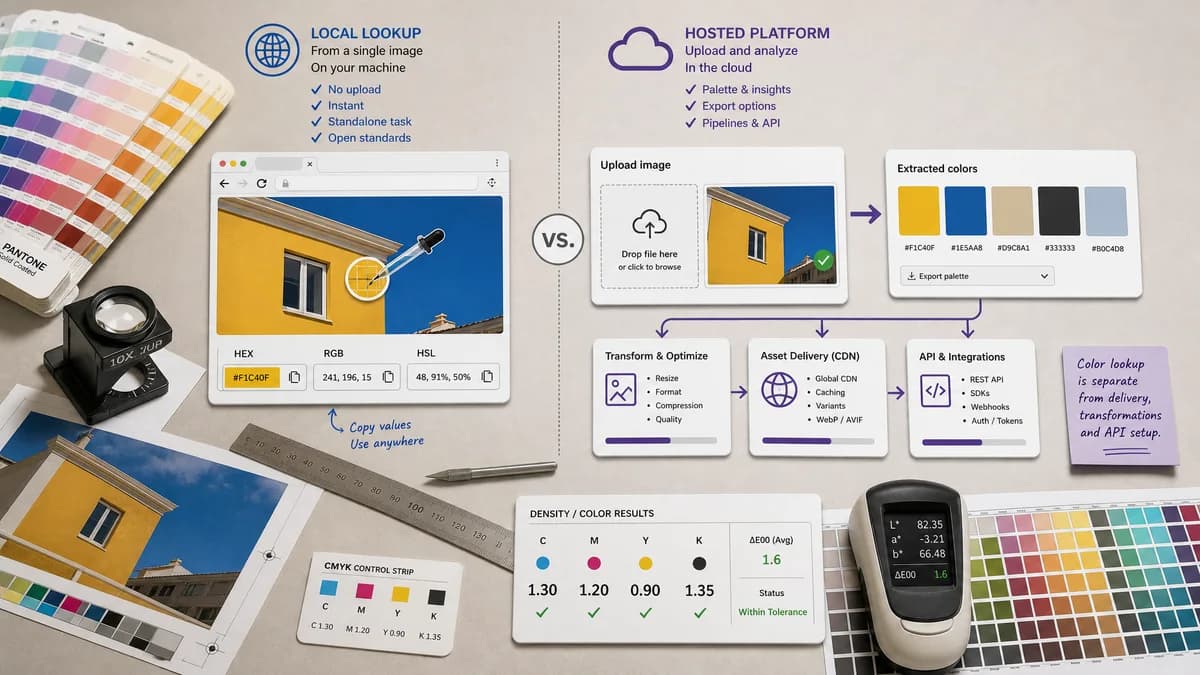Open Source Alternatives to Cloudinary Color Picker visual comparison with Image Color Picker