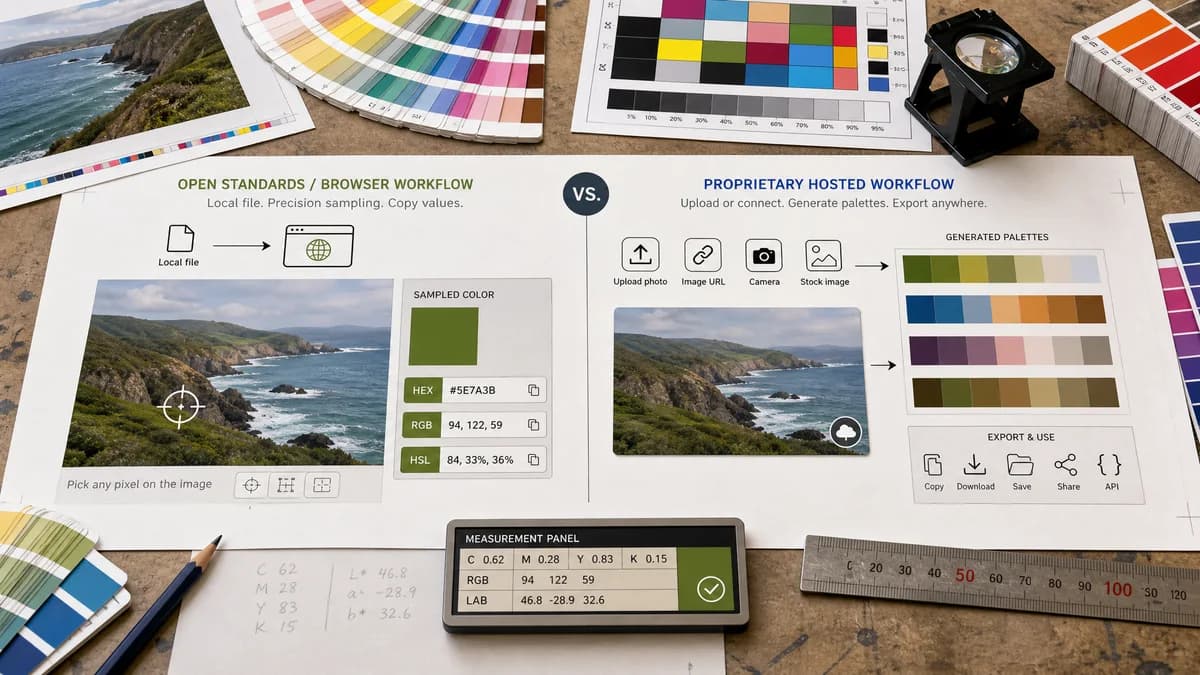 Open Source Alternatives to Coolors Image Picker visual comparison with Image Color Picker