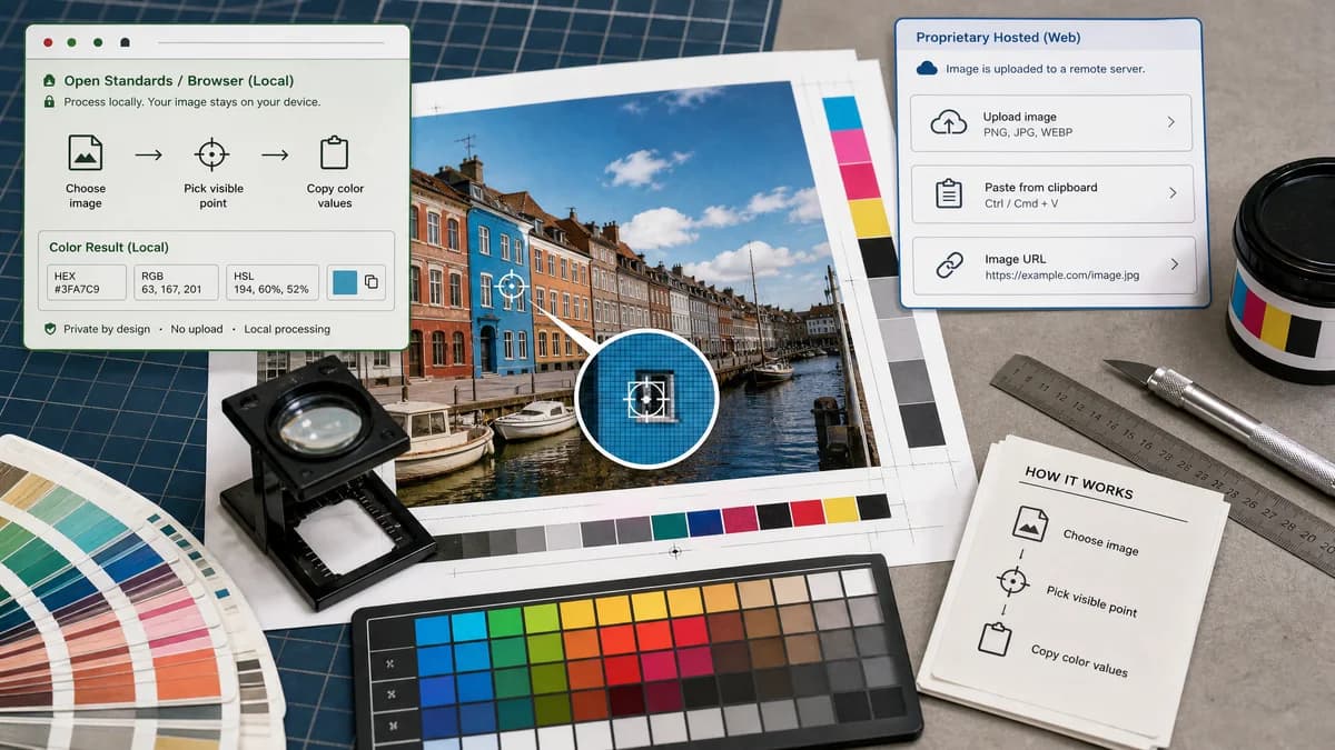 Open Source Alternatives to ImageColorPicker.com visual comparison with Image Color Picker