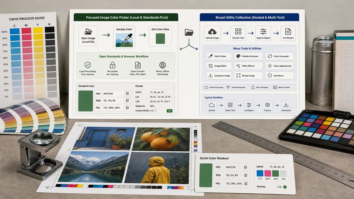 Open Source Alternatives to PineTools Image Color Picker visual comparison with Image Color Picker