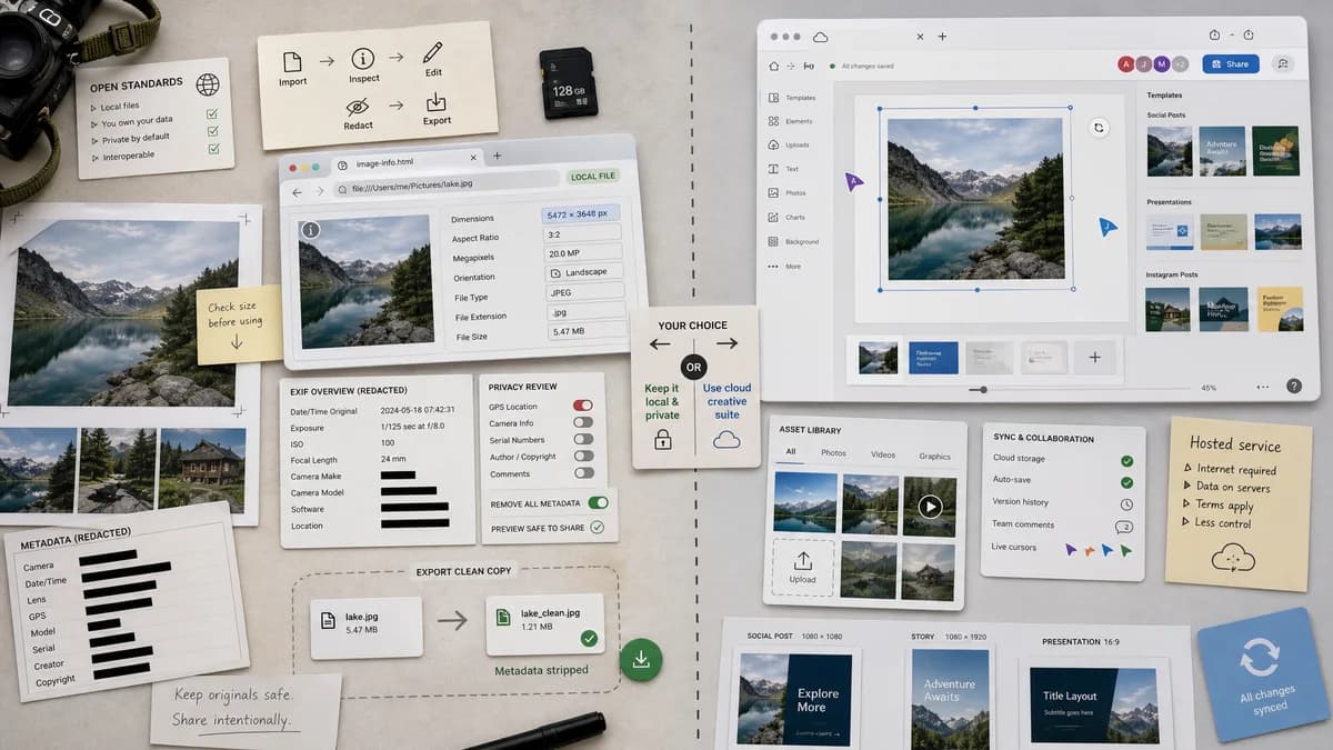 Open Source Alternatives to Canva visual comparison with Image Dimensions Checker