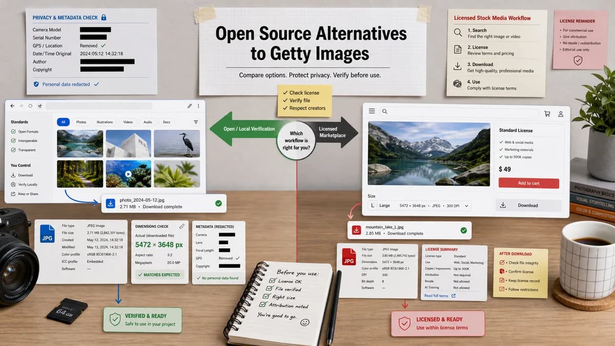 Open Source Alternatives to Getty Images visual comparison with Image Dimensions Checker