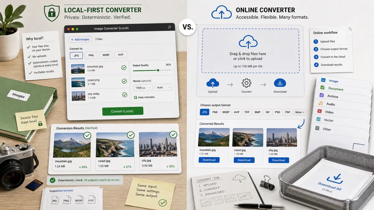 Image Format Converter vs Convertio visual comparison of image optimization workflows