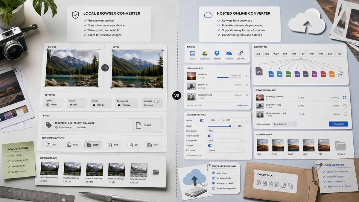 Image Format Converter vs FreeConvert visual comparison of image optimization workflows