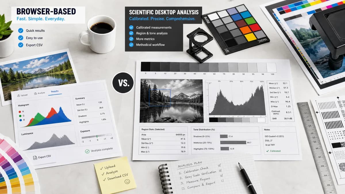Workflow Histogram Image Histogram Generator + CSV vs ImageJ Analyze Histogram