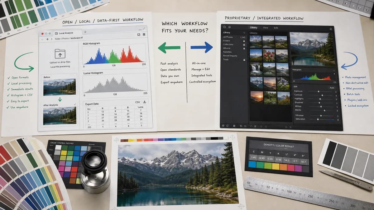Open Source Alternatives to ACDSee Photo Studio visual comparison with Image Histogram Generator + CSV