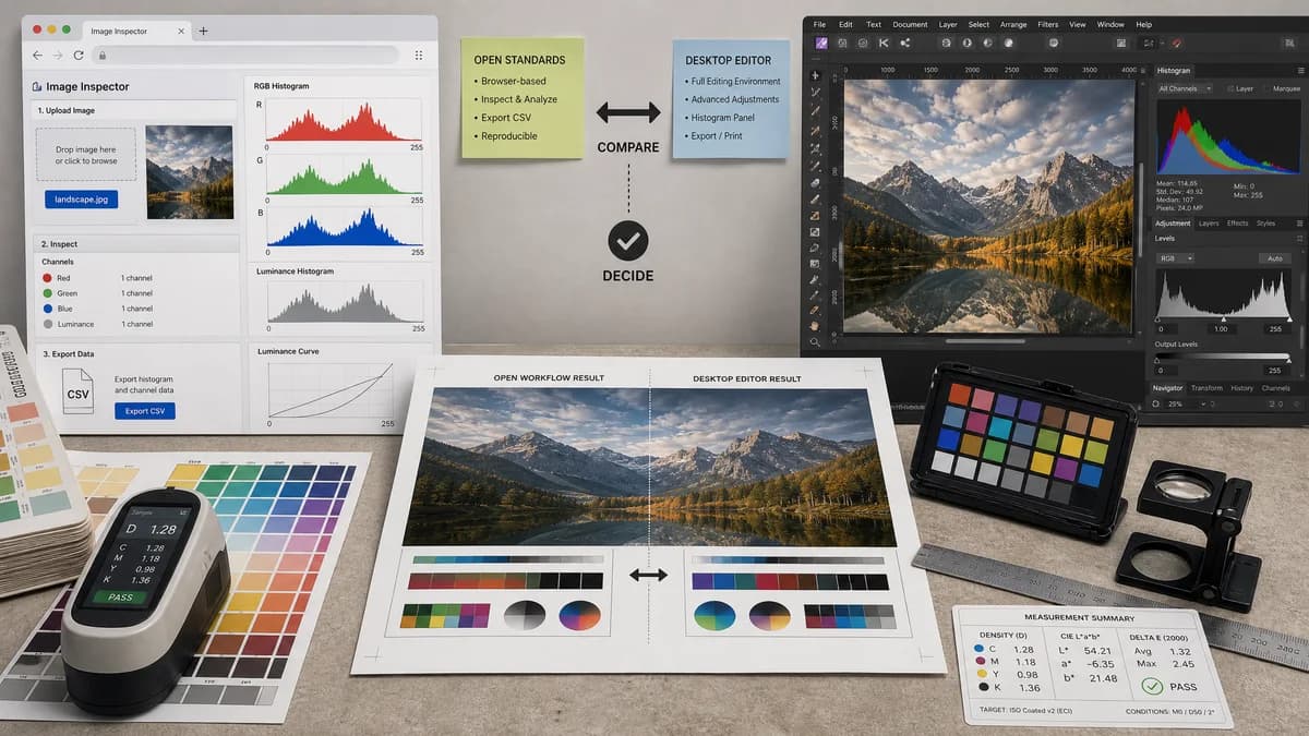 Open Source Alternatives to Affinity Photo visual comparison with Image Histogram Generator + CSV