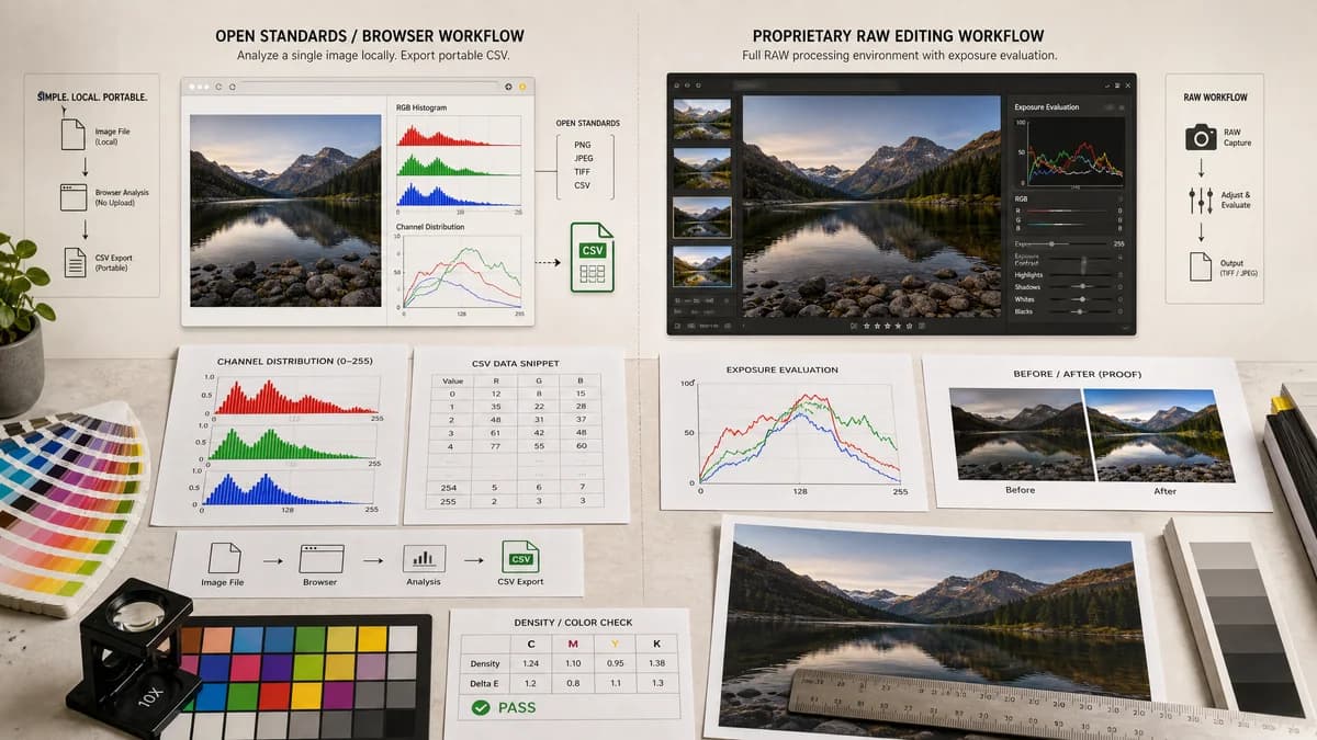 Open Source Alternatives to Capture One visual comparison with Image Histogram Generator + CSV