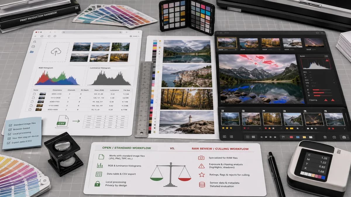 Open Source Alternatives to FastRawViewer visual comparison with Image Histogram Generator + CSV